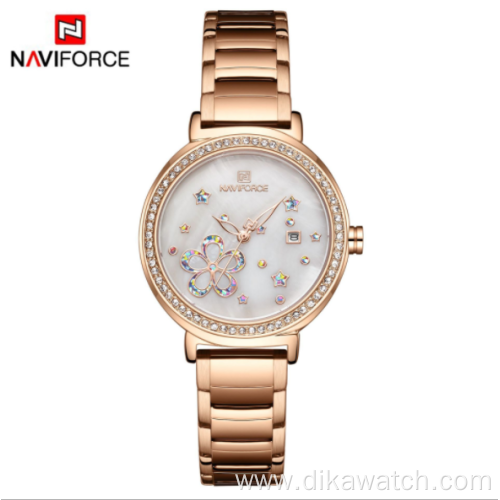 New NAVIFORCE 5016 ladies watch female waterproof quartz watch steel band watch